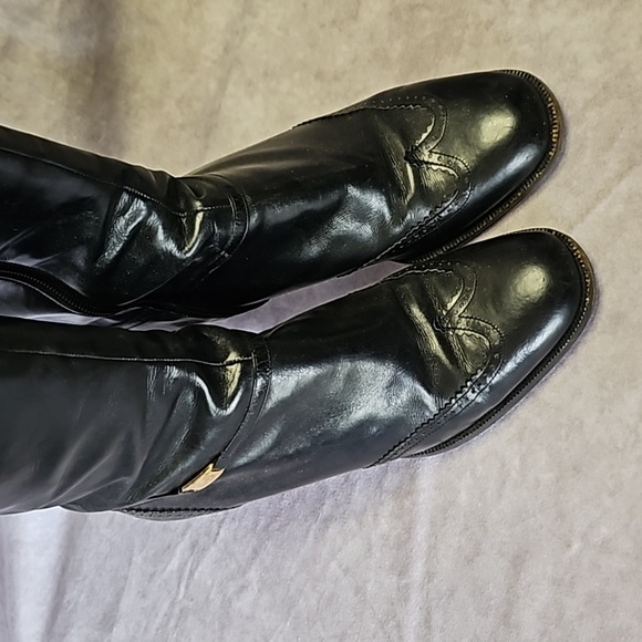 Salvatore Ferragamo Black Leather Knee High Boots Sz. 4.5 - Picture 3 of 9